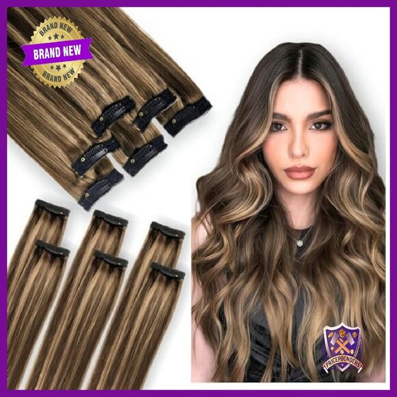 Real Human Hair Clip-In Extensions 14 Inch 6pc Set for Women main image 6